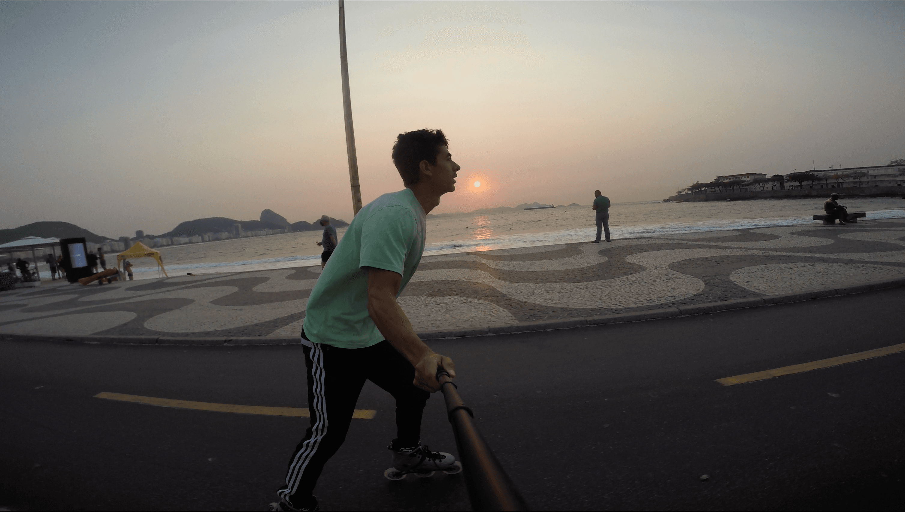 Sunrise run on the waterfront—easy pace, nasal breathing.